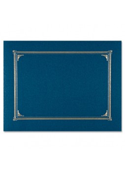 Certificate holder, Letter, A4+ - 8.50", 10", 8.27" Width x 11", 8", 11.69" Sheet Size - Linen - Navy Blue - Recycled - 6 / Pack - geo45332